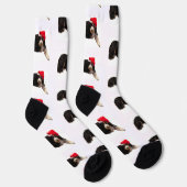 Festive & cute bernedoodle wearing a Santa hat Socken (Rechts)