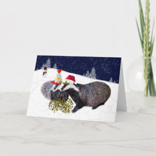 Festive Dachse Karte (Geben Sie Ihre eigene Nachri