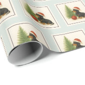Festive Dachshund Christmas Wrapping Paper Geschenkpapier (Rolleneckpunkt)