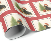 Festive Dachshund Christmas Wrapping Paper Geschenkpapier (Rolleneckpunkt)