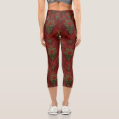 Festive Damask Capri Leggings (Rückseite)