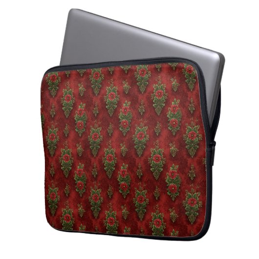 Festive Damask Laptopschutzhülle (Vorderseite Links)