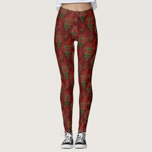 Festive Damask Leggings (Vorderseite)