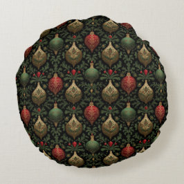 Festive Damask Rundes Kissen