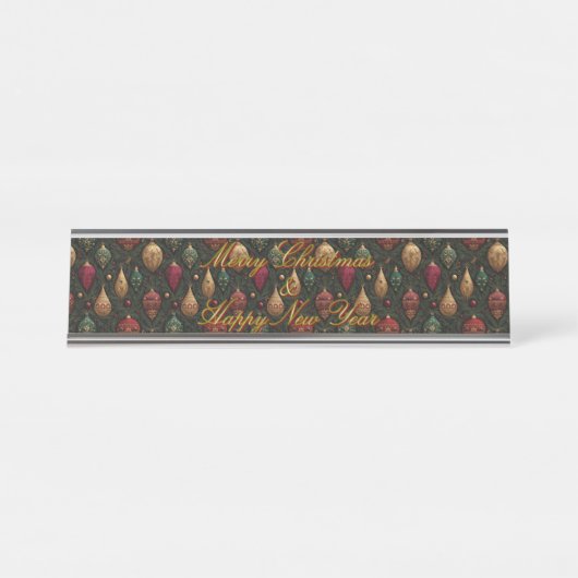 Festive Damask Schreibtischnamensplakette (Vorderseite )