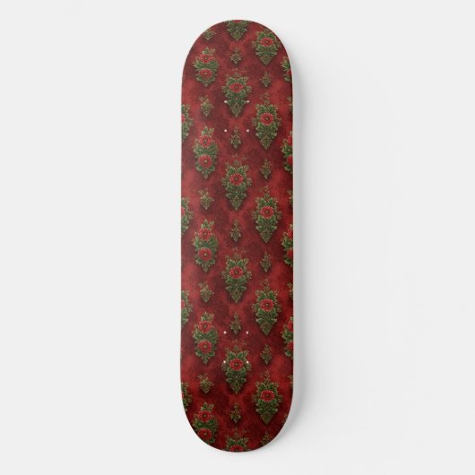 Festive Damask Skateboard (Vorderseite)