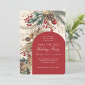 Festive Deck the Halls Tree Trimming Party  Einladung (Stehend Vorderseite)