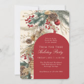 Festive Deck the Halls Tree Trimming Party  Einladung (Vorderseite)