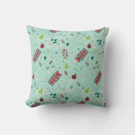 Festive Design with Trees, Reindeer & Snowflakes Kissen