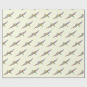 Festive Dinosaurier Pterodactyl farbig Geschenkpapier (Flach)