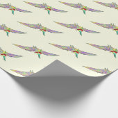 Festive Dinosaurier Pterodactyl farbig Geschenkpapier (Ecke)