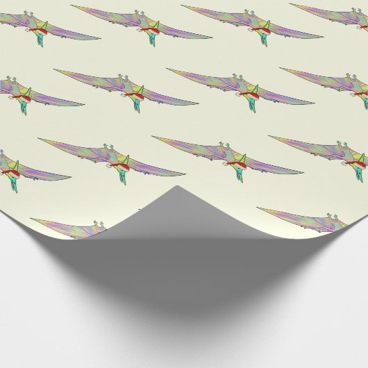Festive Dinosaurier Pterodactyl farbig Geschenkpapier (Ecke)