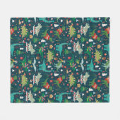 Festive Dinosaurier Weihnachtsmuster Fleecedecke (Vorderseite (Horizontal))