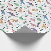 Festive Dinosaurier Weihnachtsmuster Geschenkpapier (Ecke)