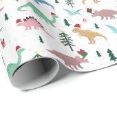 Festive Dinosaurier Weihnachtsmuster Geschenkpapier (Rolleneckpunkt)