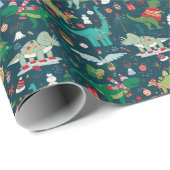 Festive Dinosaurier Weihnachtsmuster Geschenkpapier (Rolleneckpunkt)