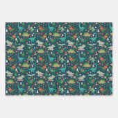 Festive Dinosaurier Weihnachtsmuster Geschenkpapier Set (Vorderseite 2)