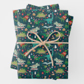 Festive Dinosaurier Weihnachtsmuster Geschenkpapier Set (Beispiel)
