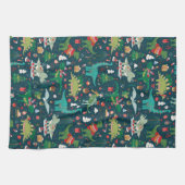 Festive Dinosaurier Weihnachtsmuster Geschirrtuch (Horizontal)