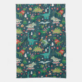 Festive Dinosaurier Weihnachtsmuster Geschirrtuch (Vertikal)