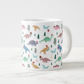 Festive Dinosaurier Weihnachtsmuster Jumbo-Tasse (Vorderseite Rechts)