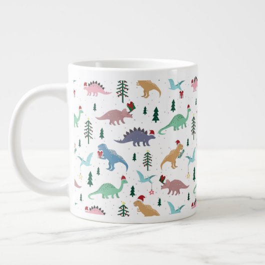 Festive Dinosaurier Weihnachtsmuster Jumbo-Tasse (Links)