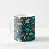 Festive Dinosaurier Weihnachtsmuster Kaffeetasse (Vorderseite Links)