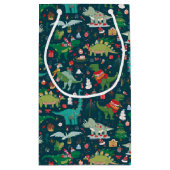 Festive Dinosaurier Weihnachtsmuster Kleine Geschenktüte (Rückseite)