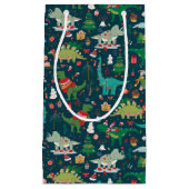 Festive Dinosaurier Weihnachtsmuster Kleine Geschenktüte (Vorderseite)