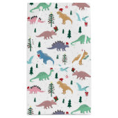 Festive Dinosaurier Weihnachtsmuster Kleine Geschenktüte (Rückseite)