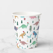 Festive Dinosaurier Weihnachtsmuster Pappbecher (Rückseite)