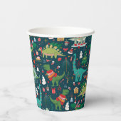 Festive Dinosaurier Weihnachtsmuster Pappbecher (Rückseite)