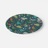 Festive Dinosaurier Weihnachtsmuster Pappteller (Schrägansicht)