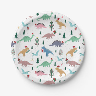 Festive Dinosaurier Weihnachtsmuster Pappteller