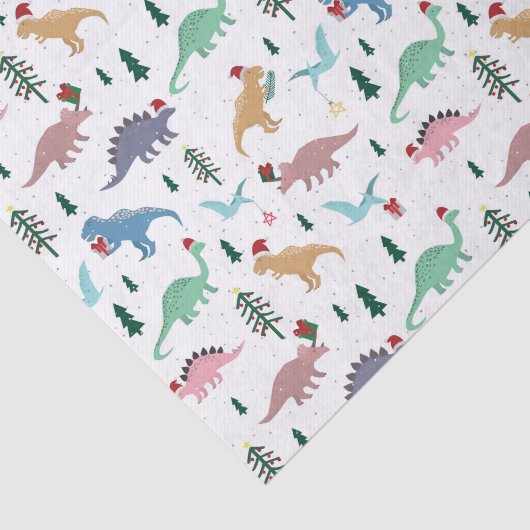 Festive Dinosaurier Weihnachtsmuster Seidenpapier (Ausschnitt)