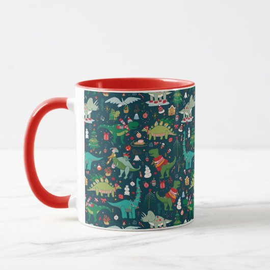 Festive Dinosaurier Weihnachtsmuster Tasse (Links)