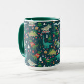 Festive Dinosaurier Weihnachtsmuster Tasse (Vorderseite Links)