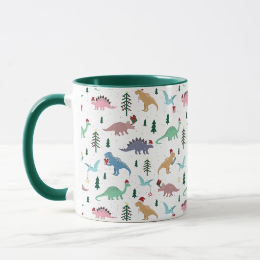 Festive Dinosaurier Weihnachtsmuster Tasse (Links)