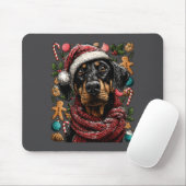 Festive Doberman With Santa Hat Snowy Winter Chris Mousepad (Mit Mouse)