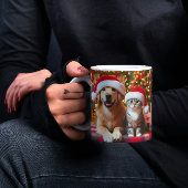 Festive Dog and Cat Christmas Verwandlungstasse
