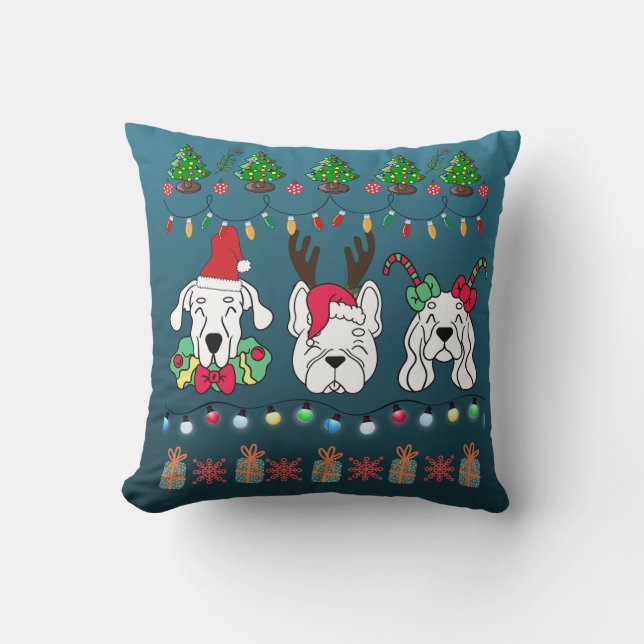 Festive Dog Christmas Pattern-cute holiday dogs Kissen (Vorderseite)