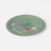 Festive Dog Ice Skating Name Pistachio Green Xmas Pappteller (Schrägansicht)