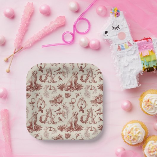 Festive Dog Lover Letter A Christmas Plates Pappteller (Party)