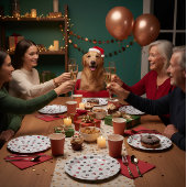 Festive Dog-Themed Christmas Party Plate Pappteller