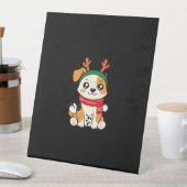 Festive Dog with Reindeer Antlers � Cute Christmas Sockelschild (In Situ)