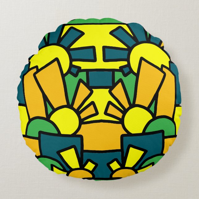 Festive Doodle Art 42 Rundes Kissen (Vorderseite)