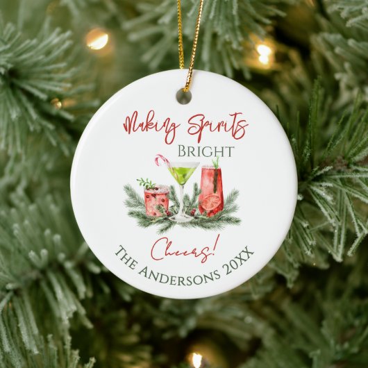 Festive Drinks Making Spirits Bright Christmas Keramik Ornament (Baum)