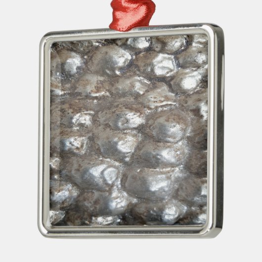 Festive Dunkle Silber Metallische Abstrakte Kunst Silbernes Ornament (Links)