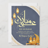 Festive Eid Mubarak Crescent and Lanterns Card Feiertagskarte (Vorderseite)