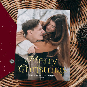 Festive Elegance Frohe Weihnachten Burgund Foto Folien Feiertagskarte